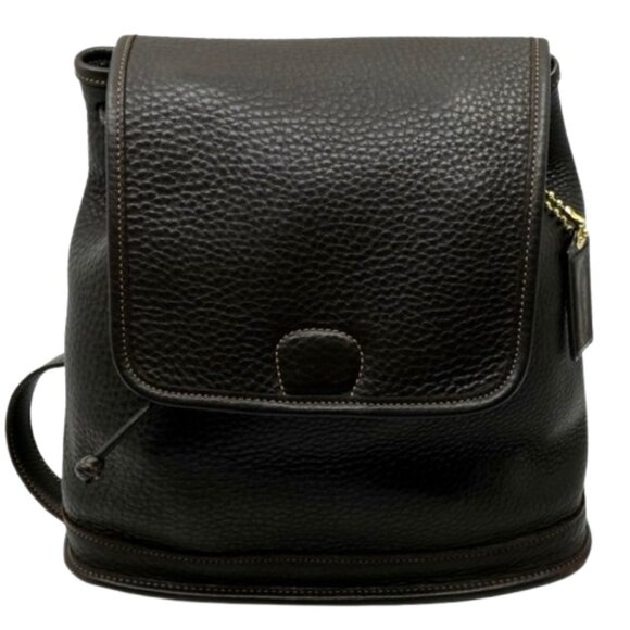 COACH~Vintage Y2K 2000~ DARK BROWN PEBBLED CALF LEATHER & SUEDE BACKPACK BAG - Picture 1 of 6